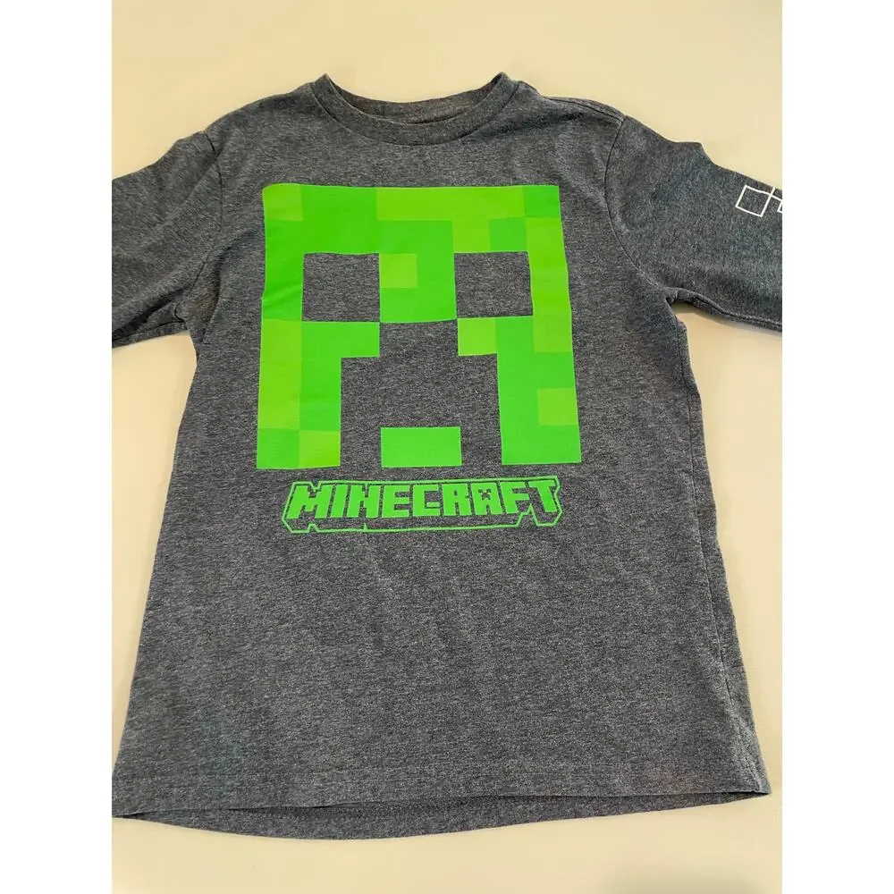 Mojang Youth L (10/12) Minecraft Long Sleeve Top – Gray